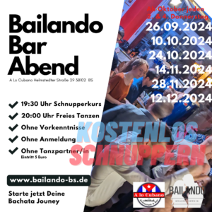 Bailando Bar Abend jeden 2.&4. Donnerstag inkl. Schnuppern (30 Min) – OHNE ANMELDUNG